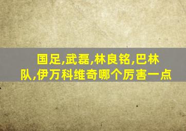 国足,武磊,林良铭,巴林队,伊万科维奇哪个厉害一点